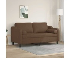 Dvivietė sofa su pagalvėlėmis, rudos spalvos, 140cm, audinys