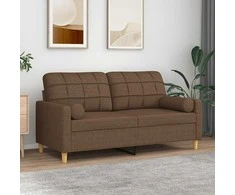 Dvivietė sofa su pagalvėlėmis, rudos spalvos, 140cm, audinys