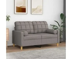 Dvivietė sofa su pagalvėlėmis, taupe spalvos, 120cm, audinys