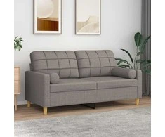 Dvivietė sofa su pagalvėlėmis, taupe spalvos, 140cm, audinys
