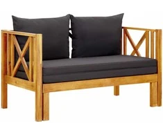 Dvivietis sodo suoliukas su čiužinuku, 122cm, akacijos masyvas
