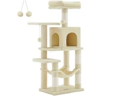 Songmics Feandrea Draskyklė 112 cm su platformomis ir hamaku smėlio spalvos