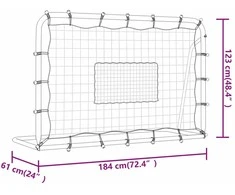 Futbolo atšokimo sienelė, balta/juoda, 184x61x123cm, plienas/PE