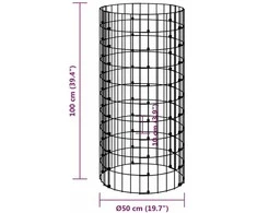 Gabiono stulpas, 50x100cm, galvanizuotas plienas, apskritas