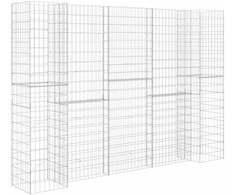 Gabiono vazonas, 260x40x200cm, plieninė viela, H formos