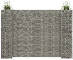 Gabiono vazonas, 260x40x200cm, plieninė viela, H formos