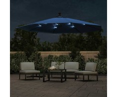 Gembinis sodo skėtis nuo saulės su LED, tamsiai mėlynas, 350cm