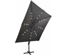 Gembinis skėtis su stulpu ir LED lemputėmis, antracito, 300cm