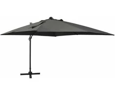 Gembinis skėtis su stulpu ir LED lemputėmis, antracito, 300cm