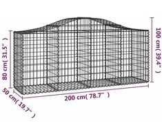 Išlenkti gabiono krepšiai, 15vnt., 200x50x80/100cm, geležis