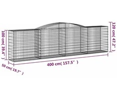 Išlenkti gabiono krepšiai, 15vnt., 400x50x100/120cm, geležis