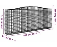 Išlenkti gabiono krepšiai, 2vnt., 400x50x160/180cm, geležis