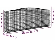 Išlenkti gabiono krepšiai, 3vnt., 400x50x140/160cm, geležis