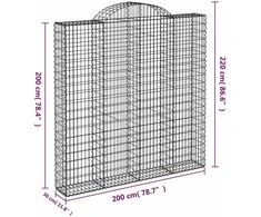 Išlenkti gabiono krepšiai, 5vnt., 200x30x200/220cm, geležis