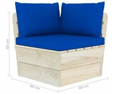 Kampinė sodo sofa iš palečių su pagalvėlėmis, impregnuota eglė