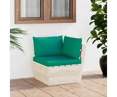 Kampinė sodo sofa iš palečių su pagalvėlėmis, impregnuota eglė