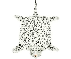 Kilimas leopardas, pliušinis, 139 cm, baltas