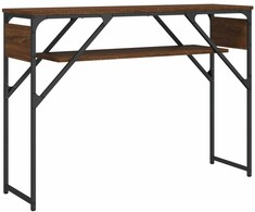 Konsolinis staliukas su lentyna, rudas, 105x30x75cm, mediena