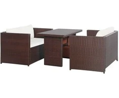 Lauko baldų komplektas Bistro baldų komplektas su pag., 3d., rudas, ratanas