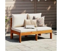 Dvivietė sodo sofa su pagalvėlėmis, akacijos medienos masyvas