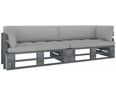 Lauko baldų komplektas Dvivietė sofa iš palečių su pagalvėlėmis, impregnuota pušis