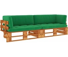 Lauko baldų komplektas Dvivietė sofa iš palečių su pagalvėlėmis, impregnuota pušis