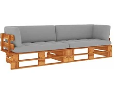 Lauko baldų komplektas Dvivietė sofa iš palečių su pagalvėlėmis, impregnuota pušis