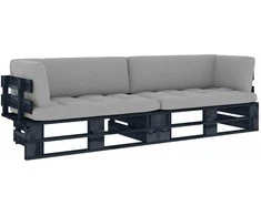 Lauko baldų komplektas Dvivietė sofa iš palečių su pagalvėlėmis, impregnuota pušis