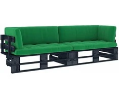 Lauko baldų komplektas Dvivietė sofa iš palečių su pagalvėlėmis, impregnuota pušis