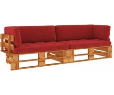 Lauko baldų komplektas Dvivietė sofa iš palečių su pagalvėlėmis, impregnuota pušis