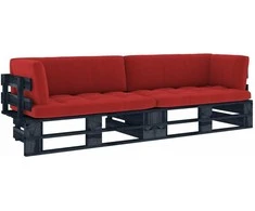 Lauko baldų komplektas Dvivietė sofa iš palečių su pagalvėlėmis, impregnuota pušis