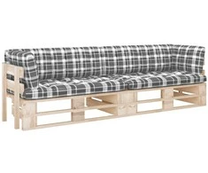 Lauko baldų komplektas Dvivietė sofa iš palečių su pagalvėlėmis, impregnuota pušis