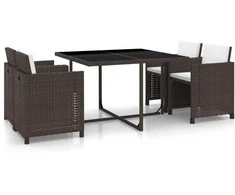 Lauko baldų komplektas Lauko valg. baldų komplekt. su pagalv., 5d., rudas, polirat.
