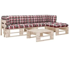 Lauko baldų komplektas Poilsio komplektas iš palečių su pagalvėlėmis, 4 dalių, pušis