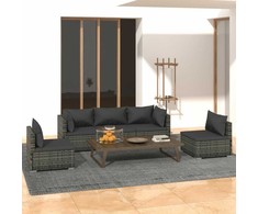 Lauko baldų komplektas Sodo komplektas su pagalvėlėmis, 5 dalių, pilkas, poliratanas
