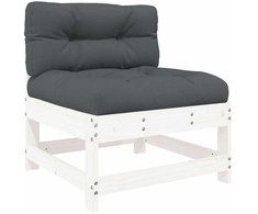 Lauko baldų komplektas Sodo komplektas su pagalvėlėmis, 7 dalių, baltas, mediena