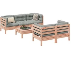 Sofa Sodo komplektas su pagalvėlėmis, 6 dalių, douglas eglės masyvas