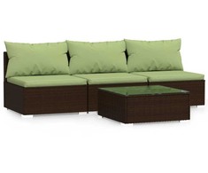 Lauko baldų komplektas Sodo komplektas su pagalvėlėmis, 4 dalių, rudas, poliratanas