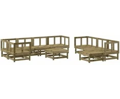 Lauko baldų komplektas Sodo poilsio baldų komplektas, 10 dalių, impregnuota pušis