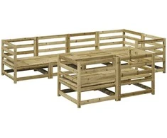 Lauko baldų komplektas Sodo sofos komplektas, 7 dalių, impregnuota pušis