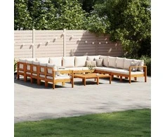 Lauko baldų komplektas Sodo sofos komplektas su pagalvėmis, 10 dalių, akacijos masyvas