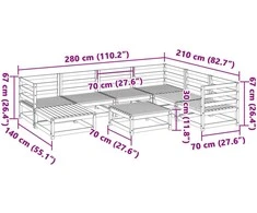 Sodo sofos komplektas, 8 dalių, pušies medienos masyvas