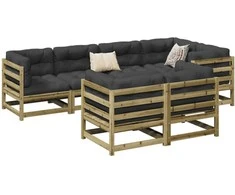 Lauko baldų komplektas Sodo sofos komplektas, 7 dalių, impregnuota pušis