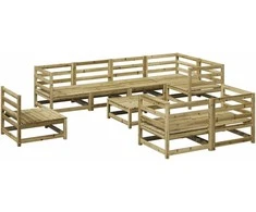 Lauko baldų komplektas Sodo sofos komplektas, 9 dalių, impregnuota pušies mediena