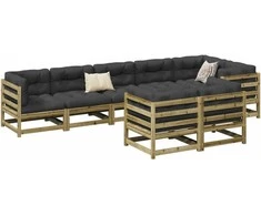 Lauko baldų komplektas Sodo sofos komplektas, 8 dalių, impregnuota pušies mediena