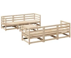 Lauko baldų komplektas Sodo sofos komplektas, 7 dalių, pušies medienos masyvas