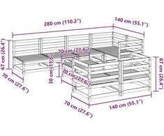 Sodo sofos komplektas, 8 dalių, impregnuota pušies mediena