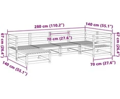 Sodo sofos komplektas, 6 dalių, pušies medienos masyvas