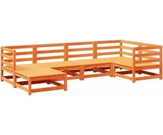 Lauko baldų komplektas Sodo sofos komplektas, 6 dalių, vaško rudas, pušies masyvas