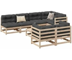 Lauko baldų komplektas Sodo sofos komplektas, 8 dalių, pušies medienos masyvas